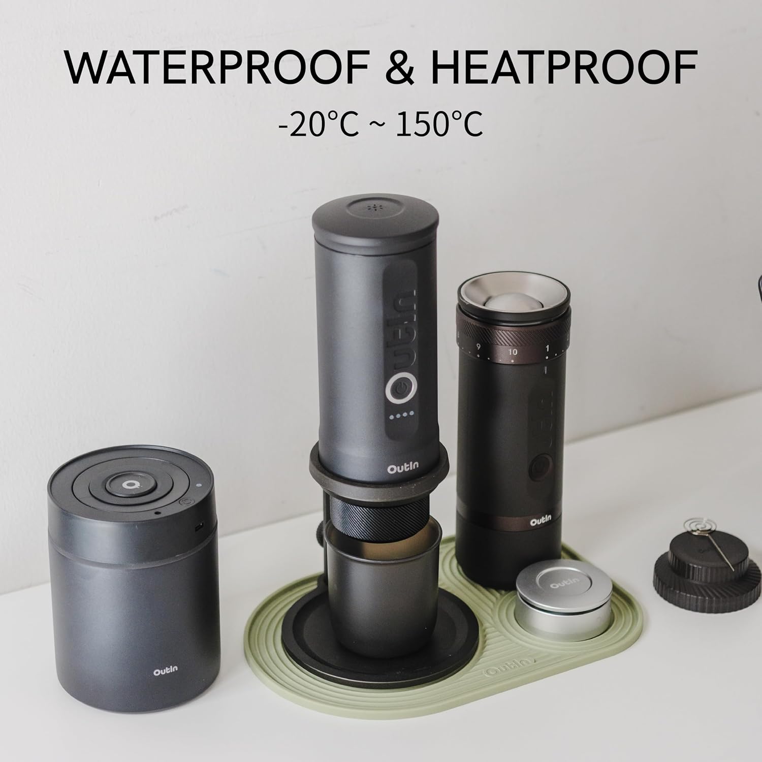 Aldernest Silicone Coffee Mat, Foldable & Waterproof, 135 g, Green