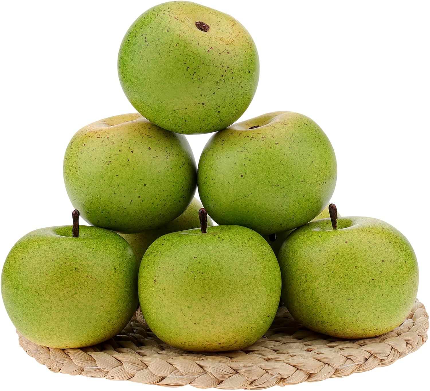 Aldernest 6 Pcs Artificial Green Apple Faux Fake Apples Fruit Decoration, 7.04 ounces