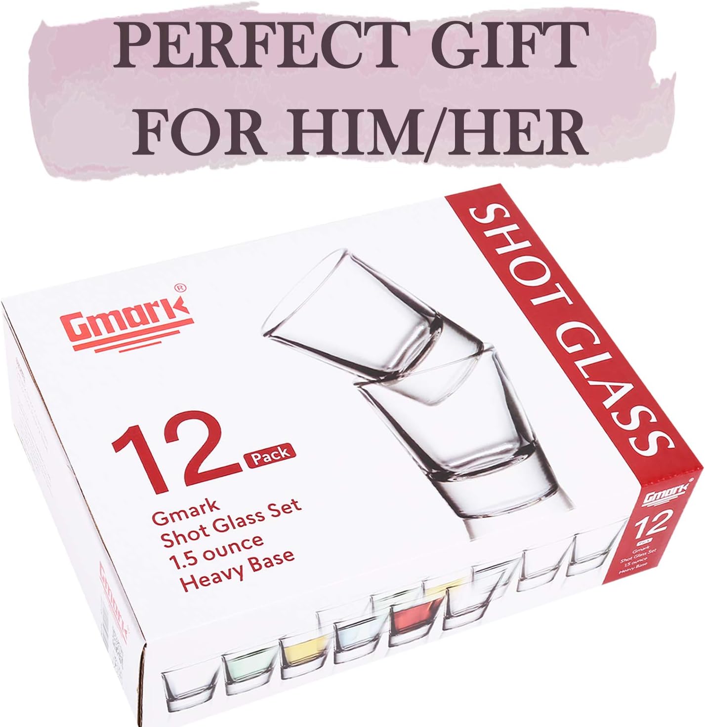 Aldernest 12 Pack Clear Shot Glasses Set, 1.5 oz Heavy Base Shot Glass for Tequila, 2.1 pounds
