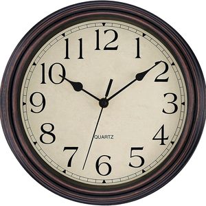 Ashenby 12 Inch Retro Wall Clock Round Silent Battery Operated Clock, Bronze, 15.84 ounces, Bronze Retro