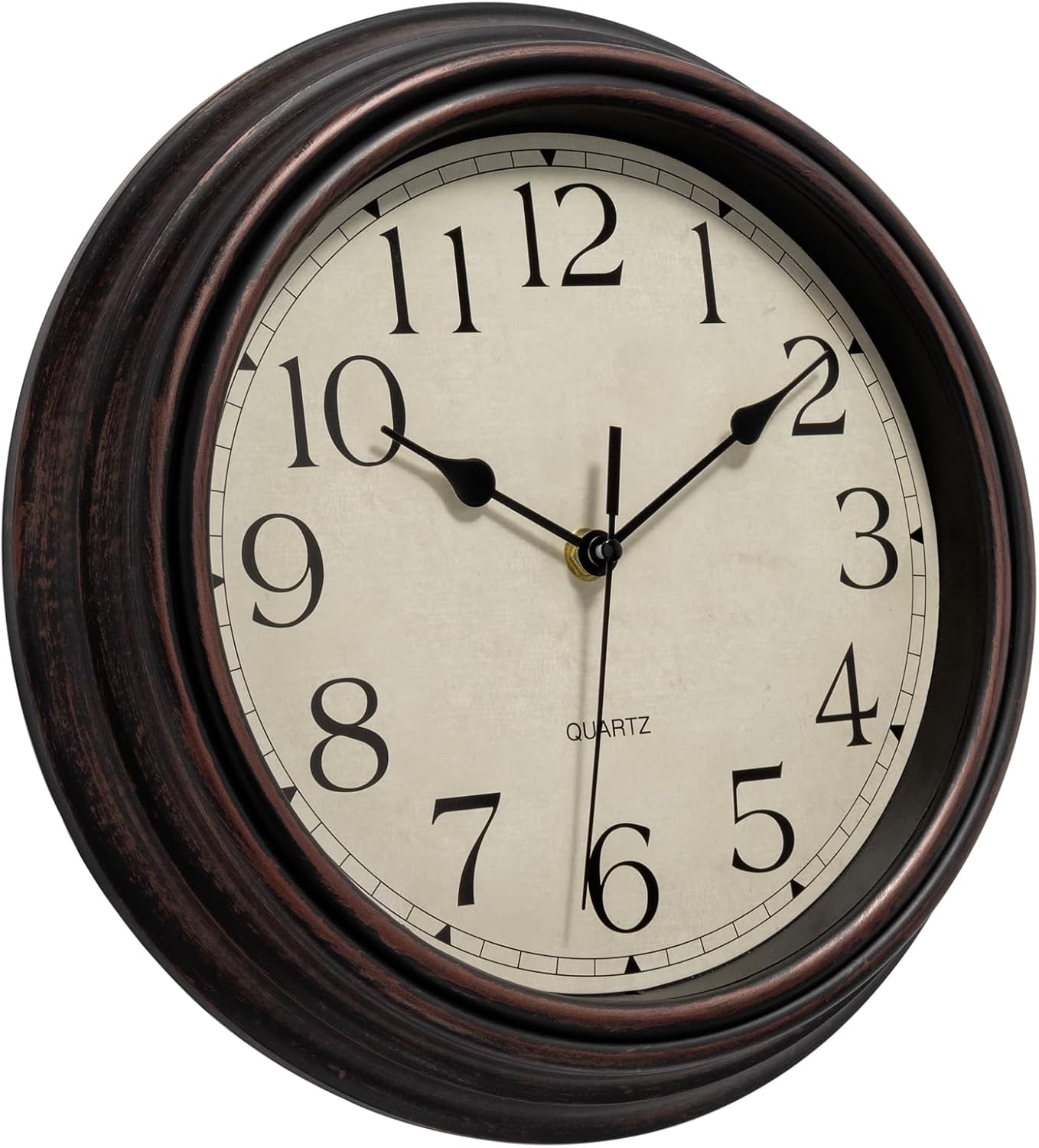 Ashenby 12 Inch Retro Wall Clock Round Silent Battery Operated Clock, Bronze, 15.84 ounces, Bronze Retro