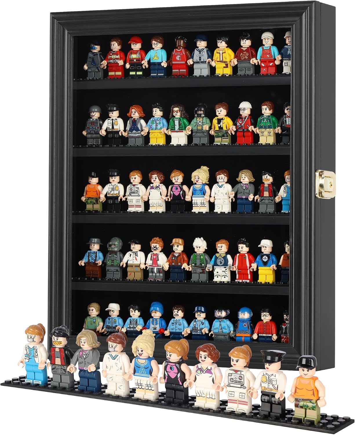 VelloHome Block Toy Minifigures Dimensions Display Case Thimble Wall Cabinet Shelves Compatible with Challenge Coin Lockalbe UV Protection Door