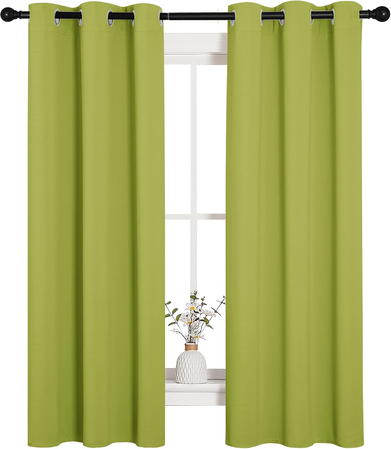 Birchmont Blackout Curtain Panels, 1 Pair, 34 x 63-inch, Fresh Green, 0.6 kg, 34"W x 63"L (Pack of 2)