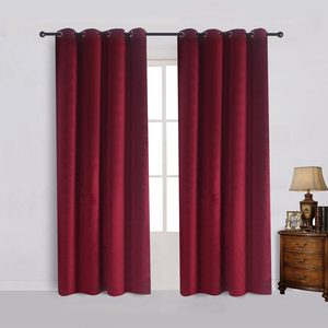 VelloHome Set of 2 Velvet Room Darkening Blackout Curtain Panel Drapes Drapery 52 Inch Wide by 63 Inch Length with Grommet, Burgundy Theater| Bedroom
