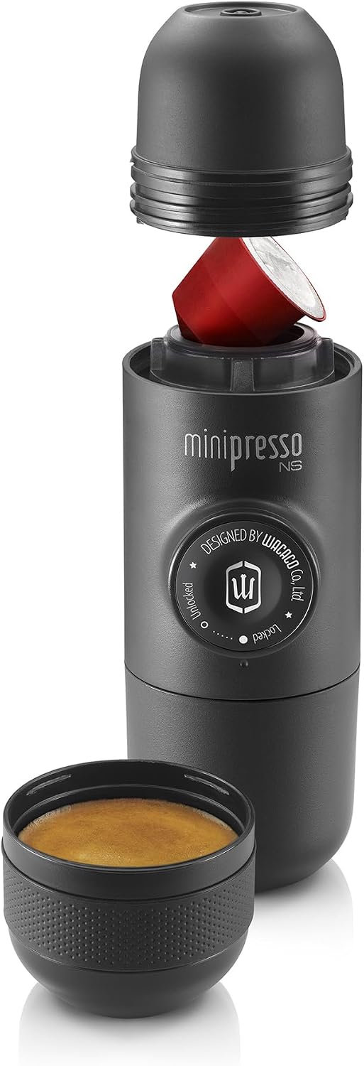 Aldernest Minipresso NS Portable Espresso Machine For Original NS Capsules, 10.24 ounces, Grey