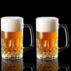 Ashenby 20 OZ Beer Stein Mugs, German Clear Large Tall Beer Glasses With Handle for Men, 1.6 pounds