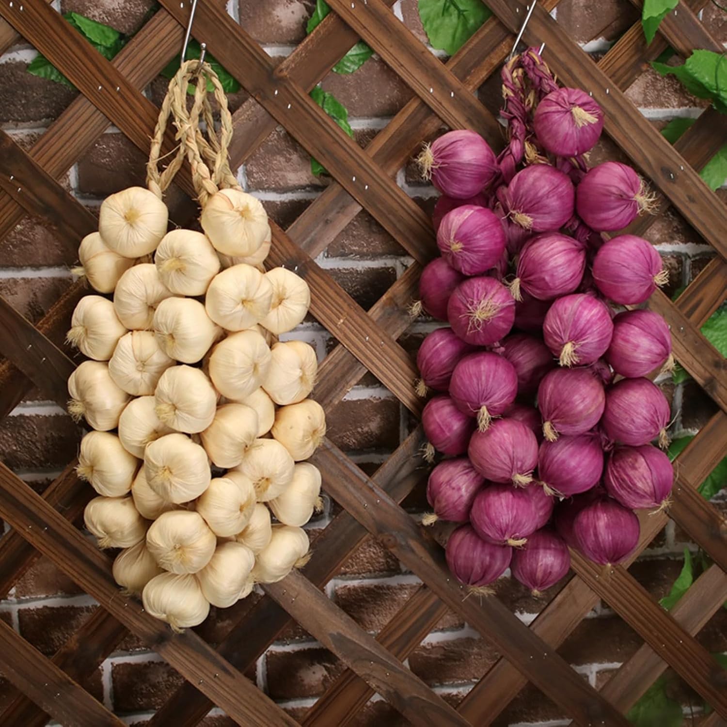 Aldernest 2 Pcs Artificial Onion String Fake Vegetable Garlic Decoration, 5.6 ounces, Purple