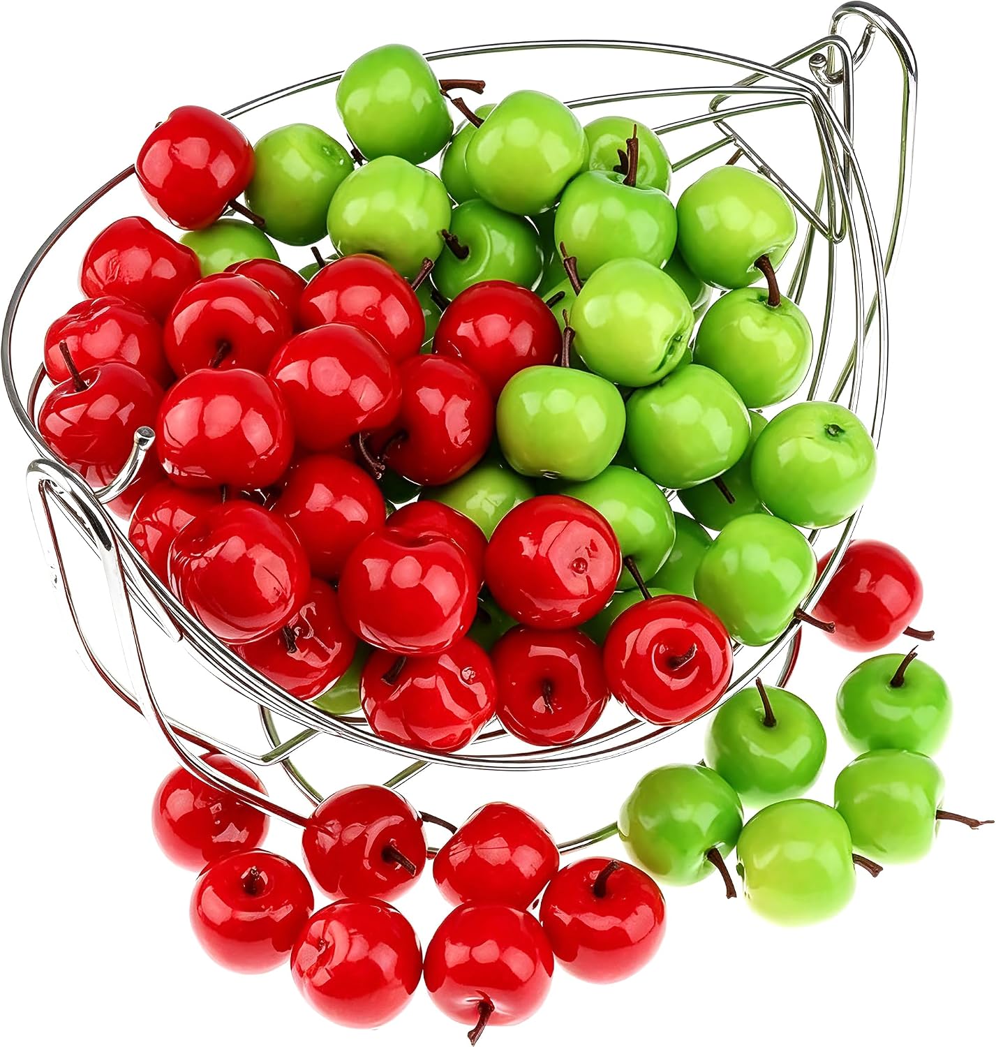 Aldernest 100 Pcs Mini Fake Apples Decor Artificial Green Red Apple Fruit, 0.25 kg