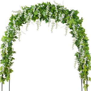 Ashenby 28.8ft Artificial Wisteria Garland, 4 Pcs Silk Hanging Flowers, White