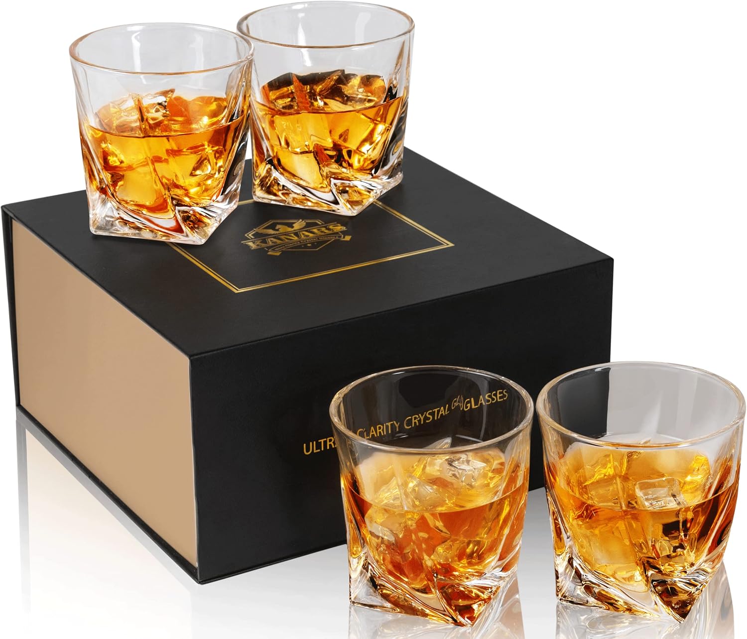 Barleyfield Whiskey Glasses Set of 4 Crystal Old Fashioned Cocktail Glass 10 Oz
