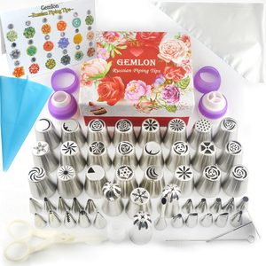 Aldernest Russian Piping Tips for Cake Decorating – 88Pcs Flower Icing & Frosting Nozzles Set – Complete Pastry Baking Tools Kit – Small & Large