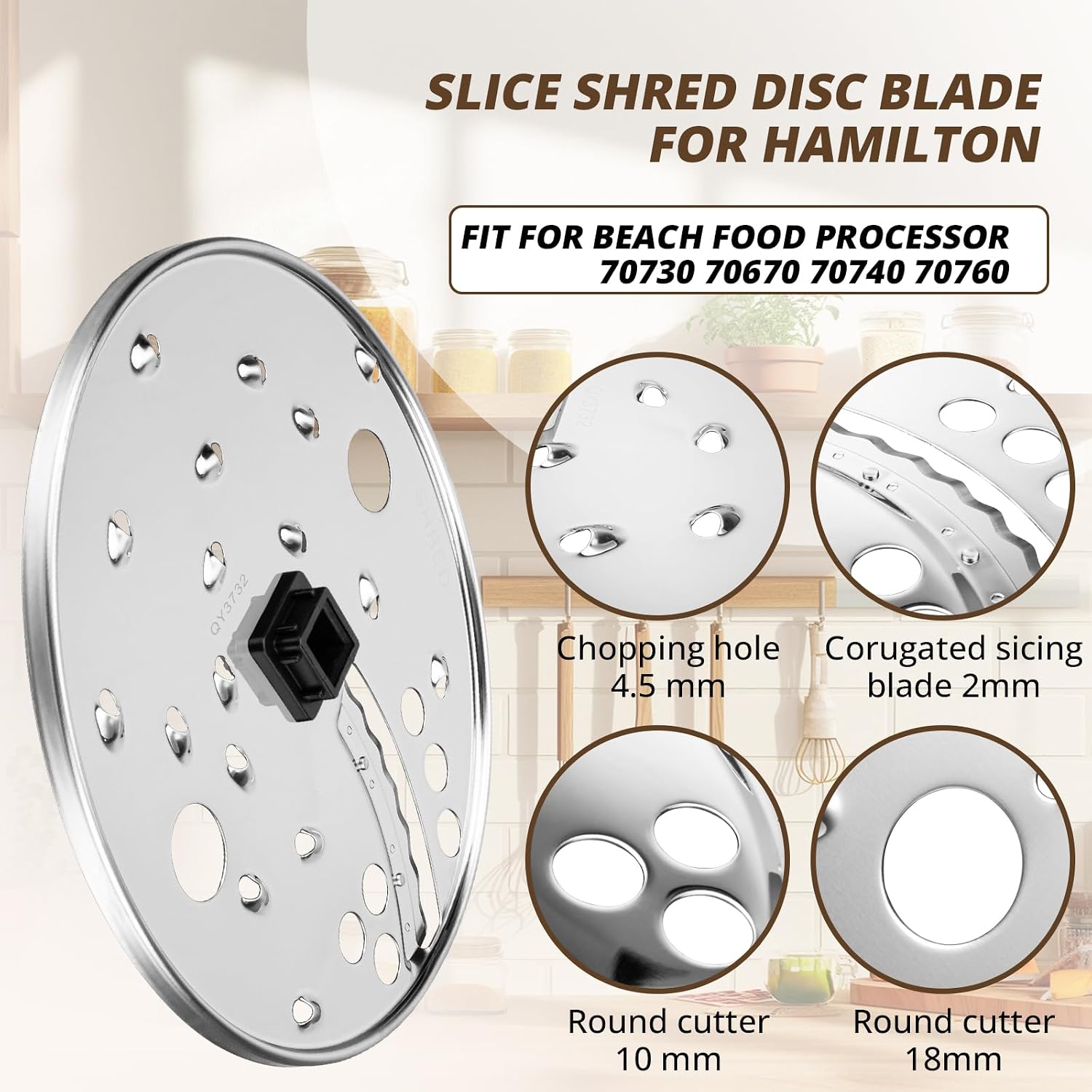 Aldernest Food Processor Slice/Shred Disc Blade Replacement for Hamilton Beach, Silver