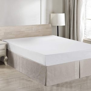 Aldernest Belgian Linen Bed Skirt with Classic 14 inch Tailored Drop Dust Ruffle, Flax-basic Linen