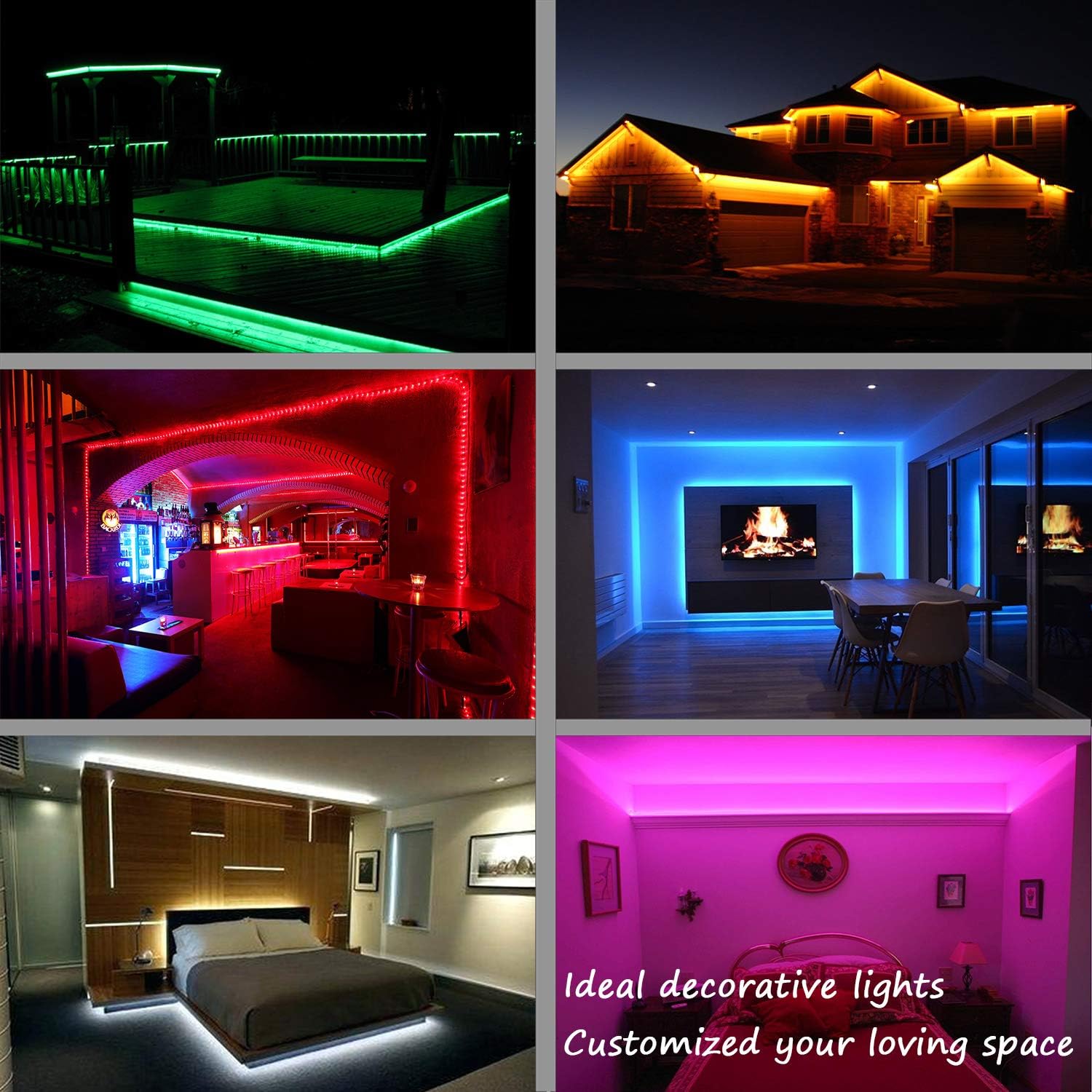 Copperlyn Outdoor 16.4ft RGB Rope Lights, 120V Remote IP65 Decor, 1.8 pounds, RGB (Red, Green, Blue)