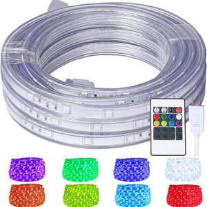 Copperlyn Outdoor 16.4ft RGB Rope Lights, 120V Remote IP65 Decor, 1.8 pounds, RGB (Red, Green, Blue)