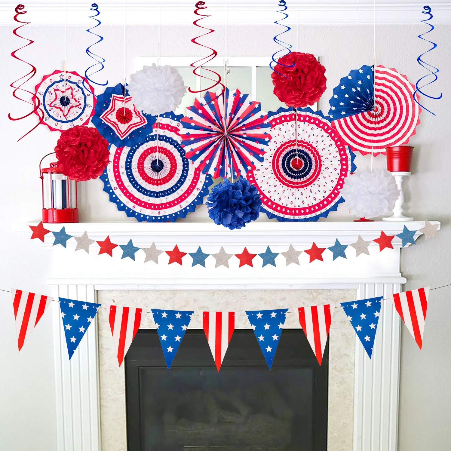 Ashenby 29PCS 4th/Fourth of July Patriotic Decorations Set, 11.36 ounces, Red, white, blue