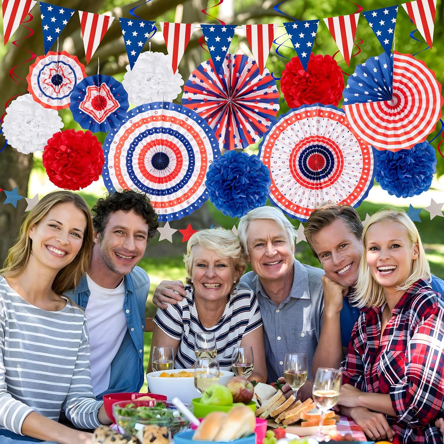 Ashenby 29PCS 4th/Fourth of July Patriotic Decorations Set, 11.36 ounces, Red, white, blue