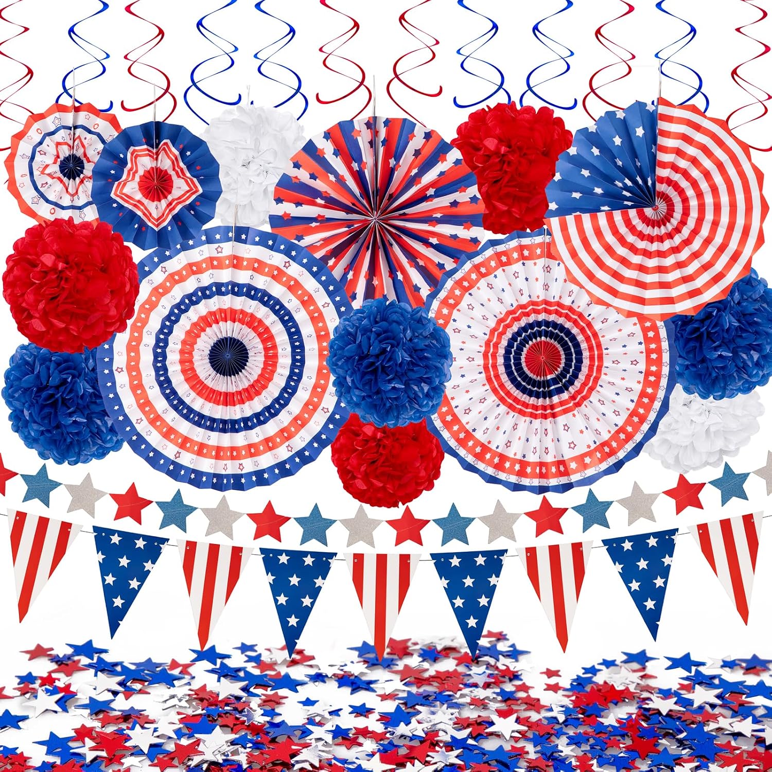 Ashenby 29PCS 4th/Fourth of July Patriotic Decorations Set, 11.36 ounces, Red, white, blue