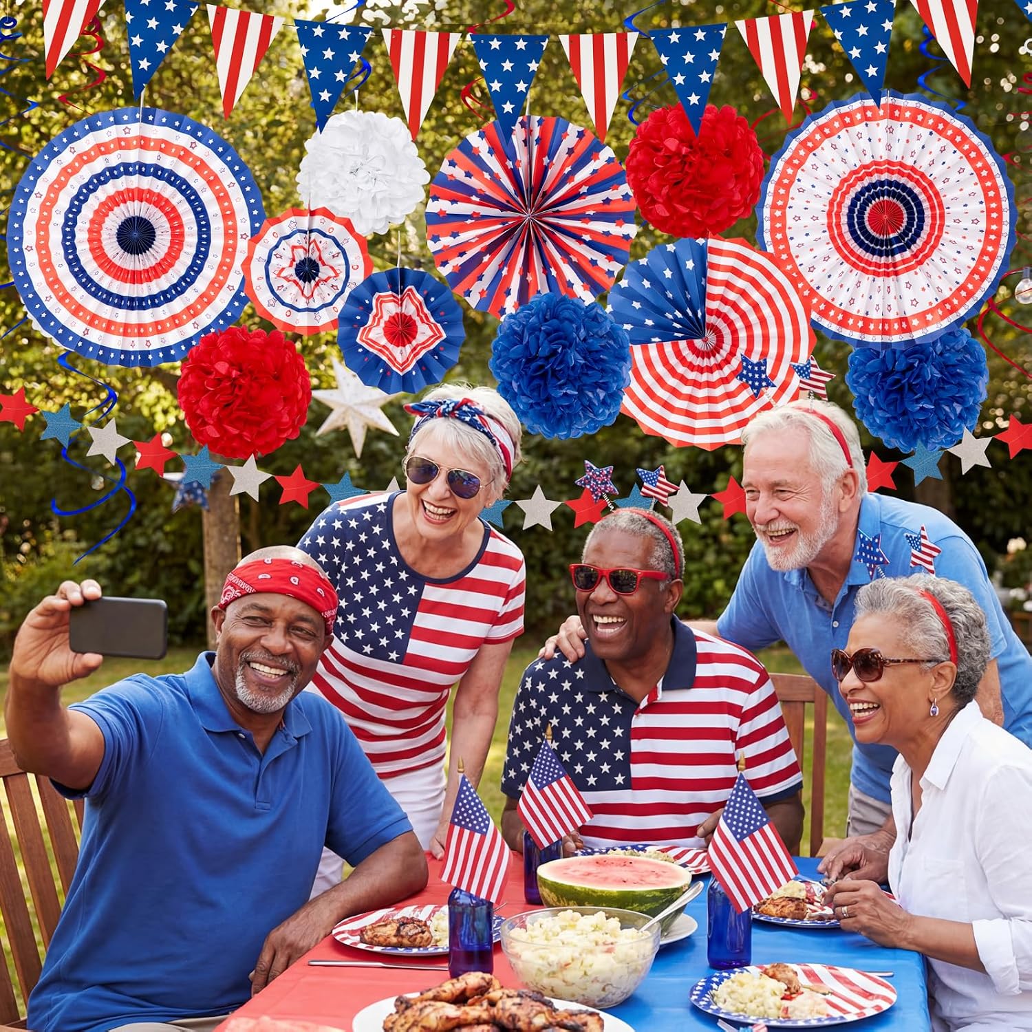 Ashenby 29PCS 4th/Fourth of July Patriotic Decorations Set, 11.36 ounces, Red, white, blue