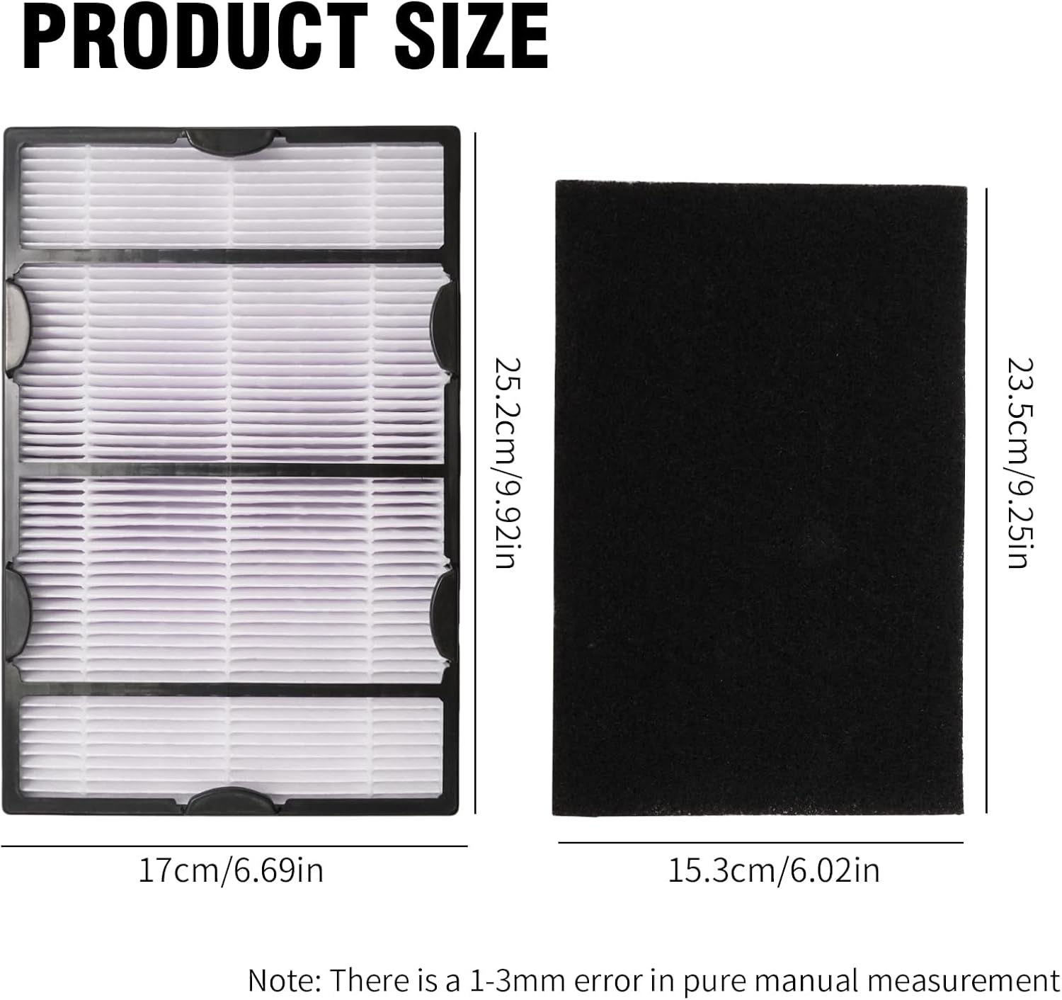 Ashenby 3 Pack HAPF600 Replacement Filter B with 3 Carbon Pre-Filters, 1.6 pounds