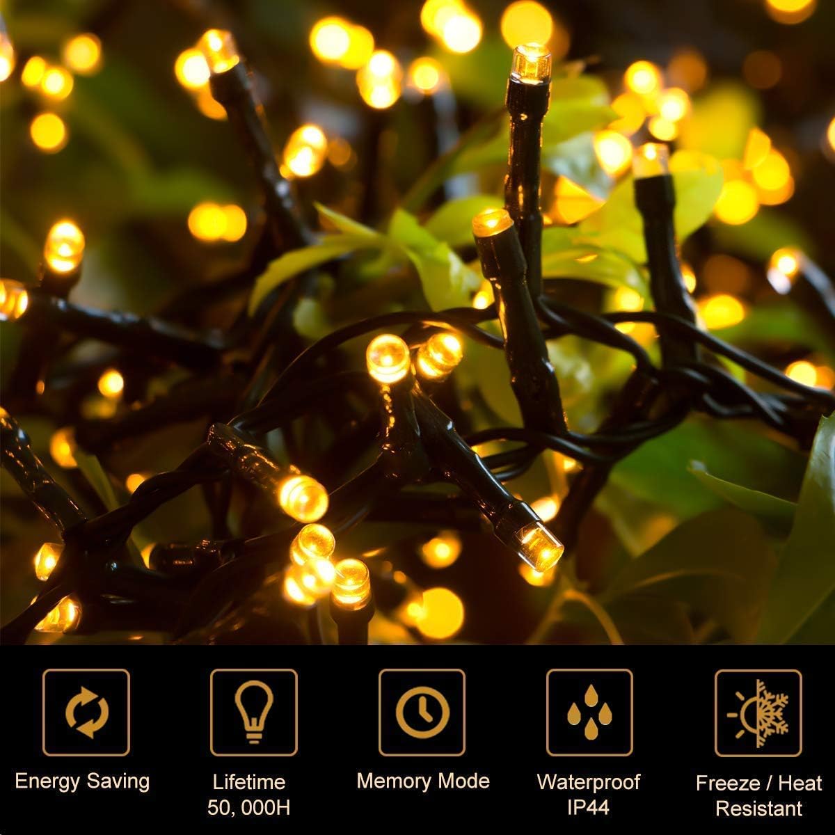Harborstead 82ft 1000 LED Cluster Christmas String Lights - Dark Green Wire Tree Lights - 8 Modes Outdoor Waterproof Plug- for Holiday, Wedding