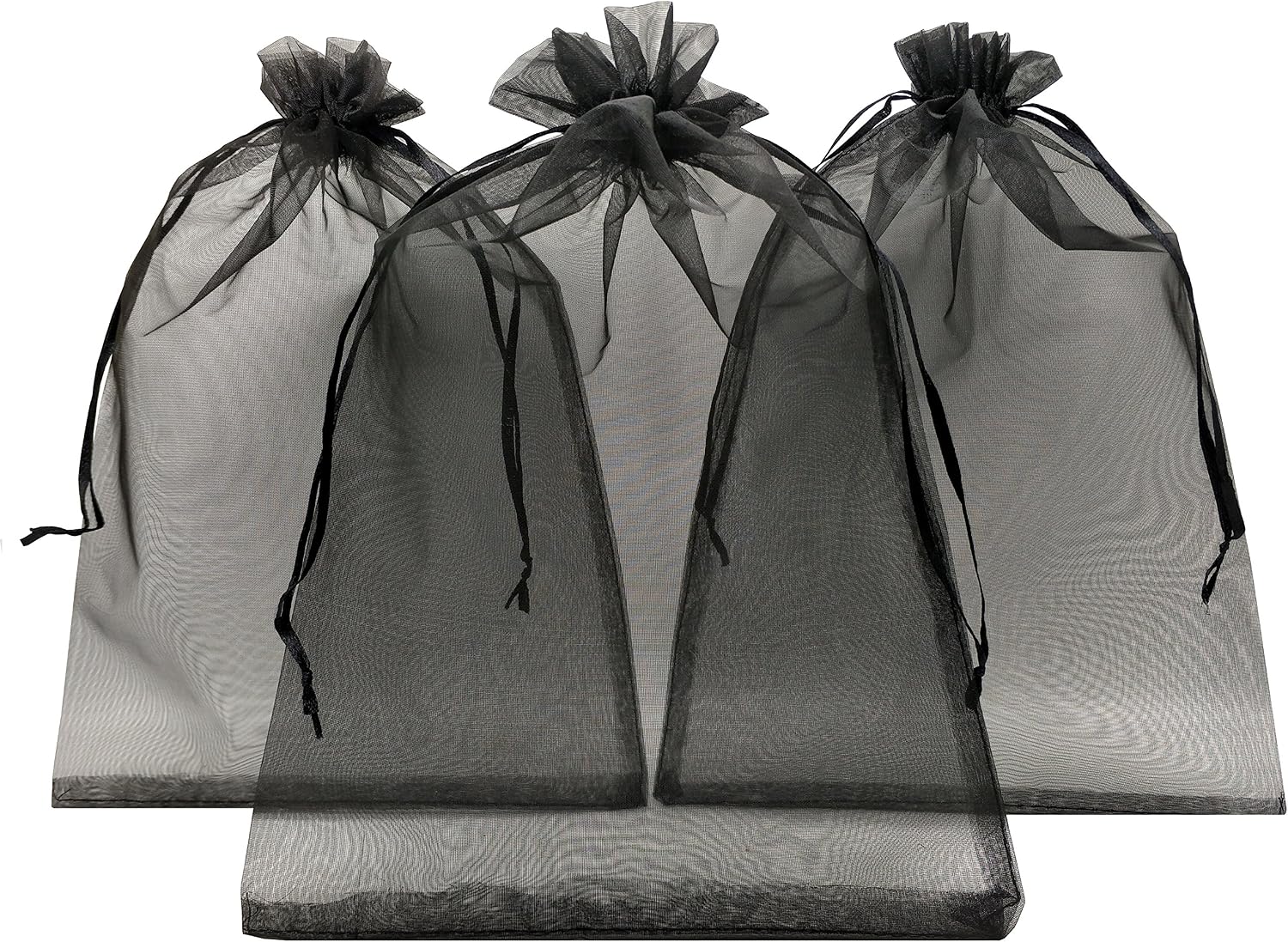 Aldernest 100pcs Sheer Organza Favor Bags 8 X 12 Large Organza Drawstring Bags