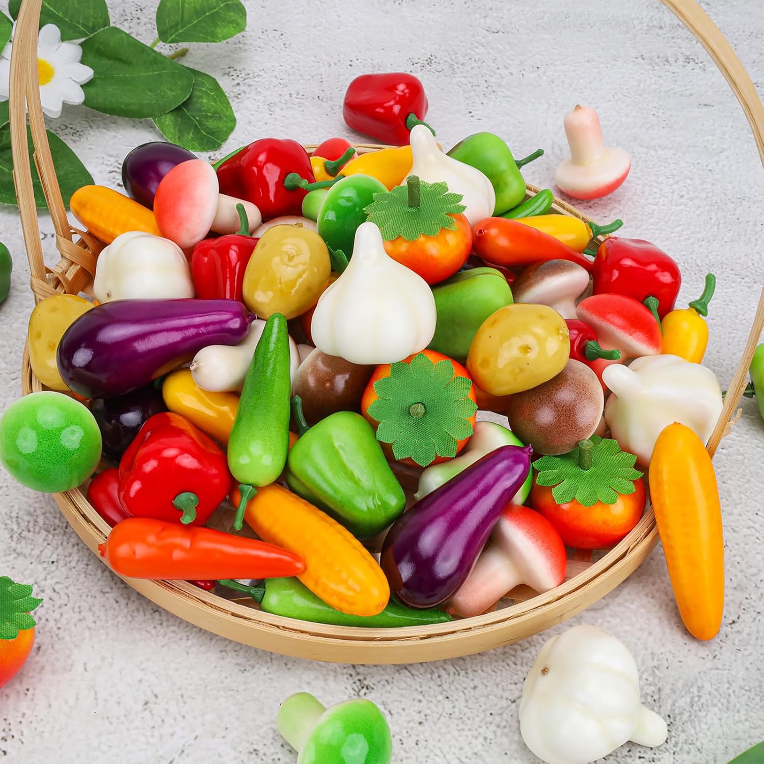 Aldernest 70 Pcs Fake Mini Vegetables Artificial Plastic Vegetables Bulk, 0.18 kg