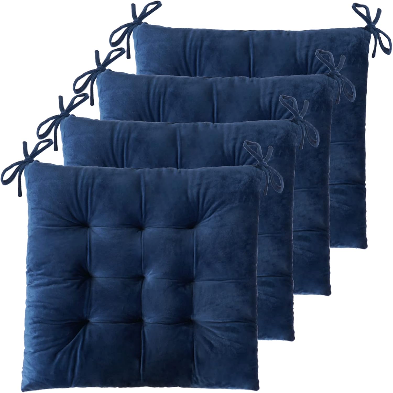 Aldernest 4 Pack Chair Cushions for Dining Chairs with Ties Navy 16"x16", 370 g