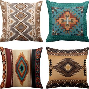 VelloHome Throw Pillow Covers Set of 4, 18 x 18 Inch, Western Tribal, 11.04 ounces