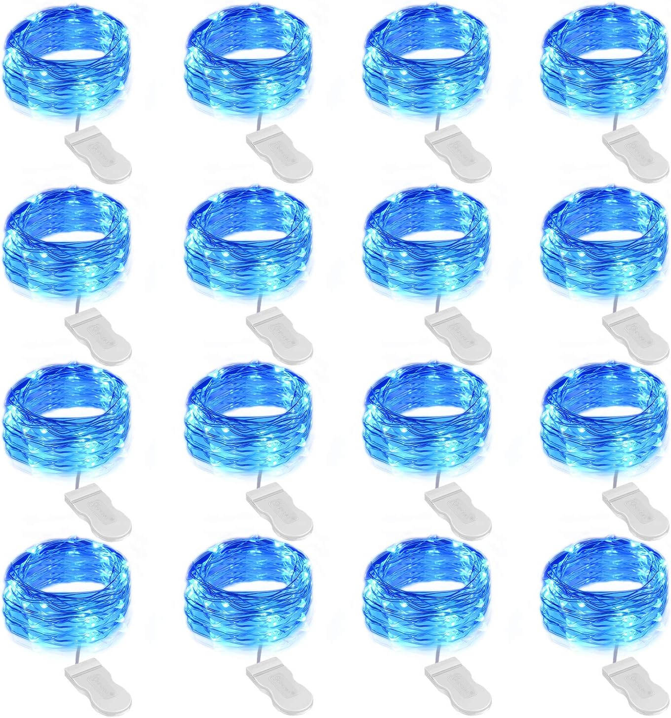 VelloHome 16 Pack Blue Fairy Lights Battery Operated String Lights