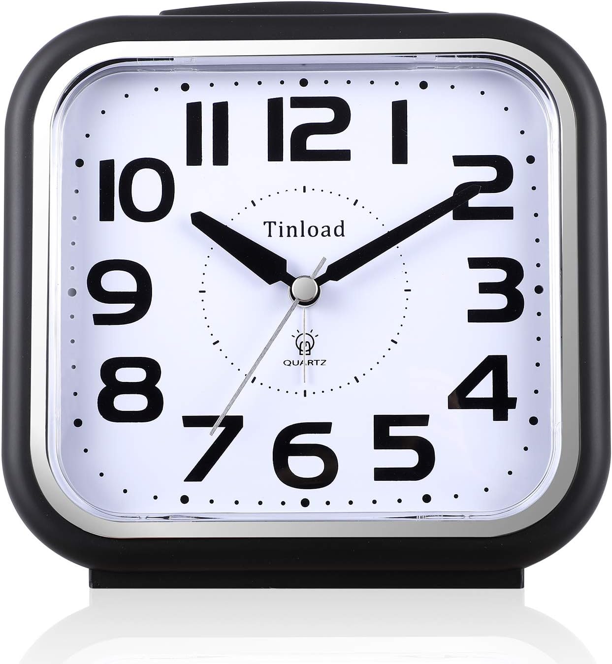 Birchmont 5.5" Large Analog Alarm Clock Silent Non Ticking, Gentle Wake, Beep Sounds, 7.2 ounces, Black
