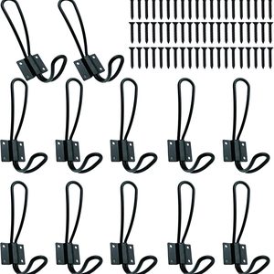 HearthKova Rustic Entryway Hooks-12 Pack Farmhouse Hooks with Metal Screws Included, 16 ounces