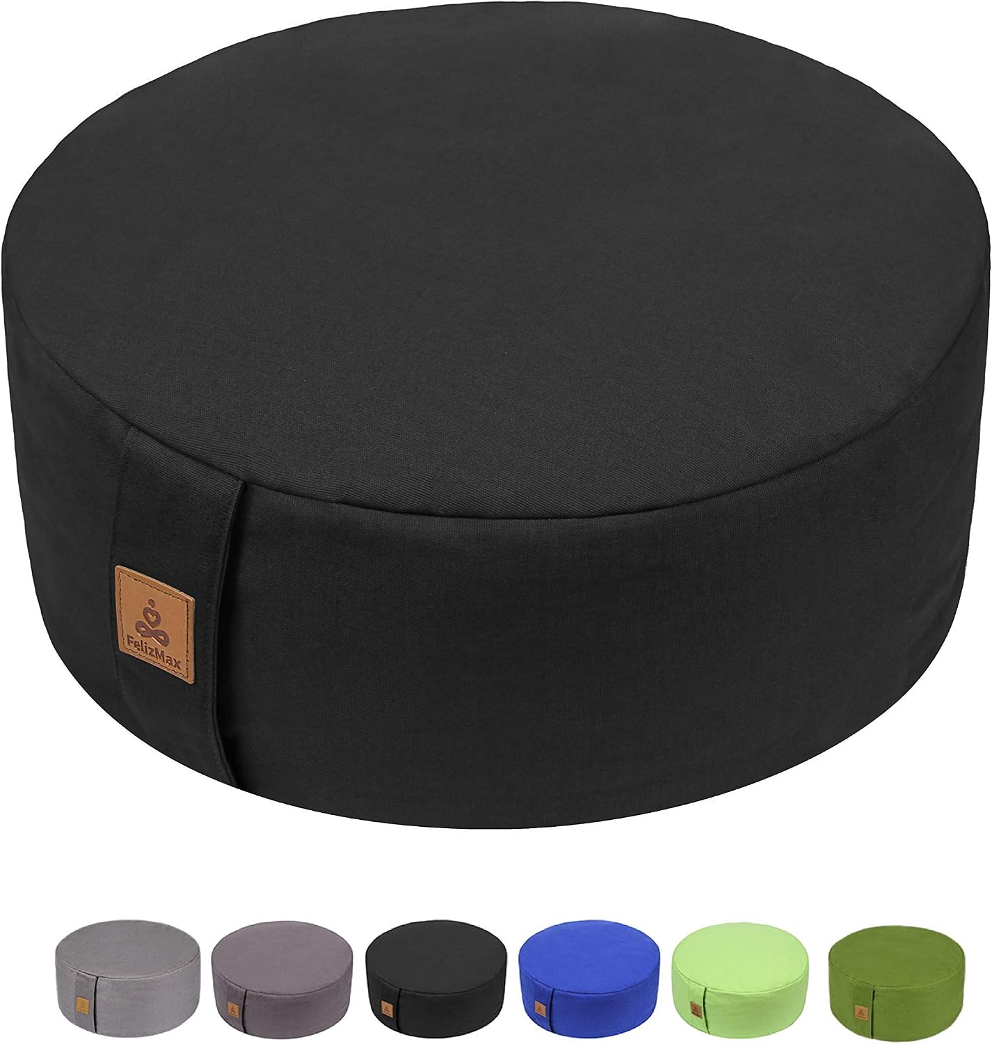 Barleyfield Zafu Buckwheat Meditation Cushion, D=13"/16" H=5.5", 2.13 kg, Black