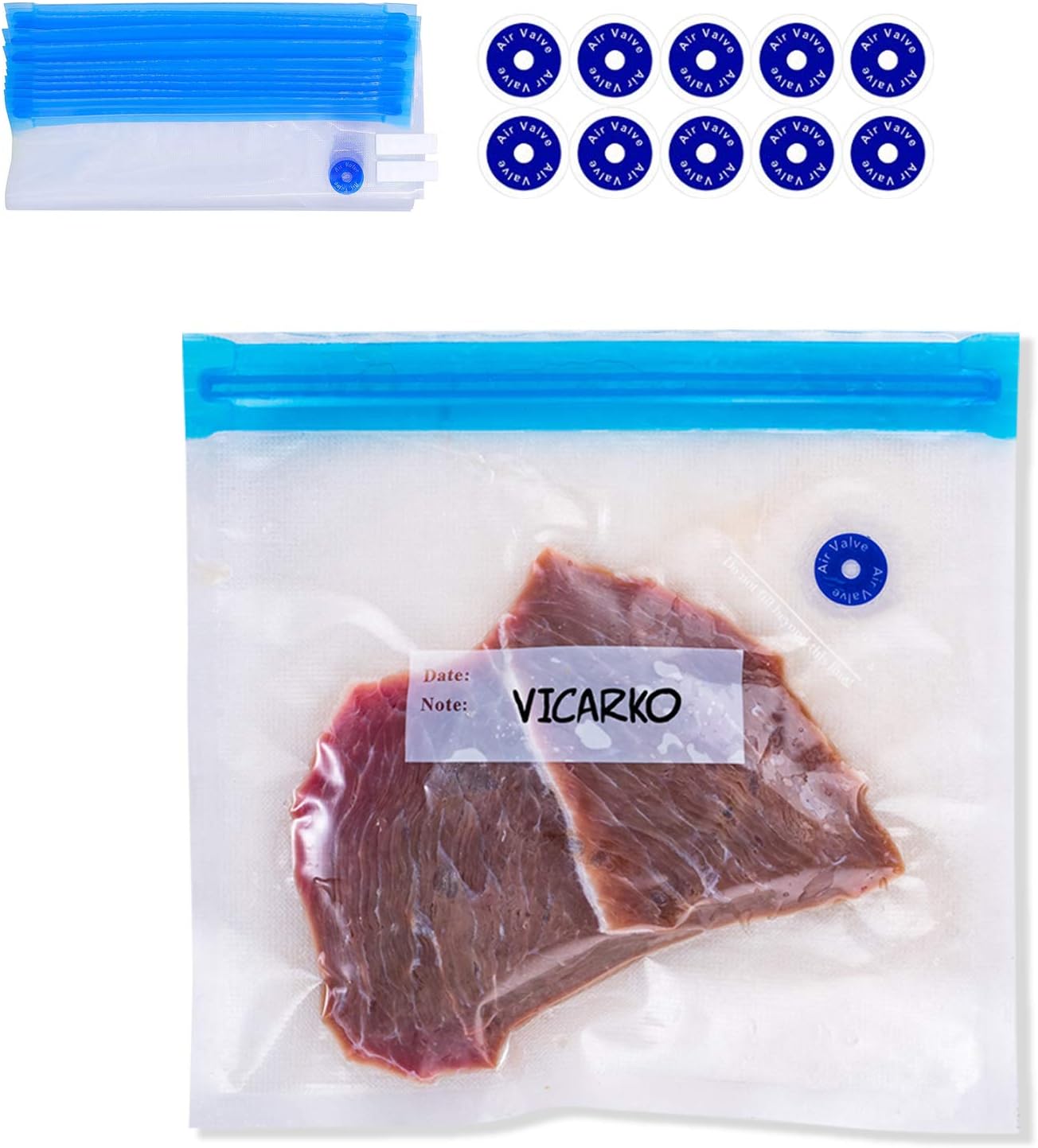 Aldernest 30 PCS Vacuum Zipper Bags Vacuum Sealer Bags 2.9L, 11.0 x 10.5", White+Blue