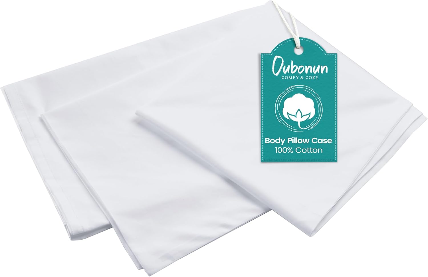 Ashenby 21 x 54 Inch 100% Cotton 800TC Long Body Pillowcase with Envelope, White