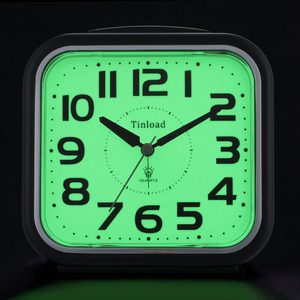Birchmont 5.5" Large Analog Alarm Clock Silent Non Ticking, Glow in Dark dial, 9.12 ounces, Black