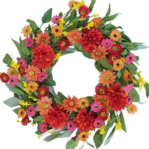Aldernest 20 Inches Spring Summer Wreath for Front Door, 0.27 kg, Green