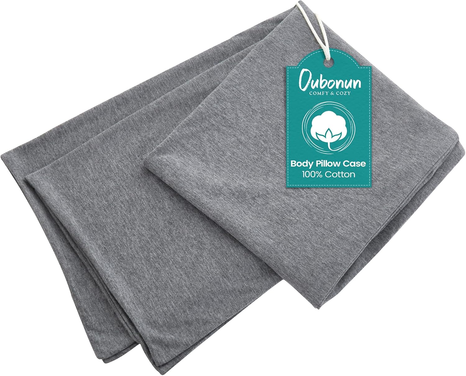 Ashenby 21 x 54 Inch 100% Jersey Cotton Long Body Pillow Cover with Zipper, Grey