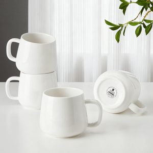 Aldernest Coffee Mugs Set of 4-12oz Chip-Resistant Ceramic Cups with Ergonomic Handle, 340.19 g, White