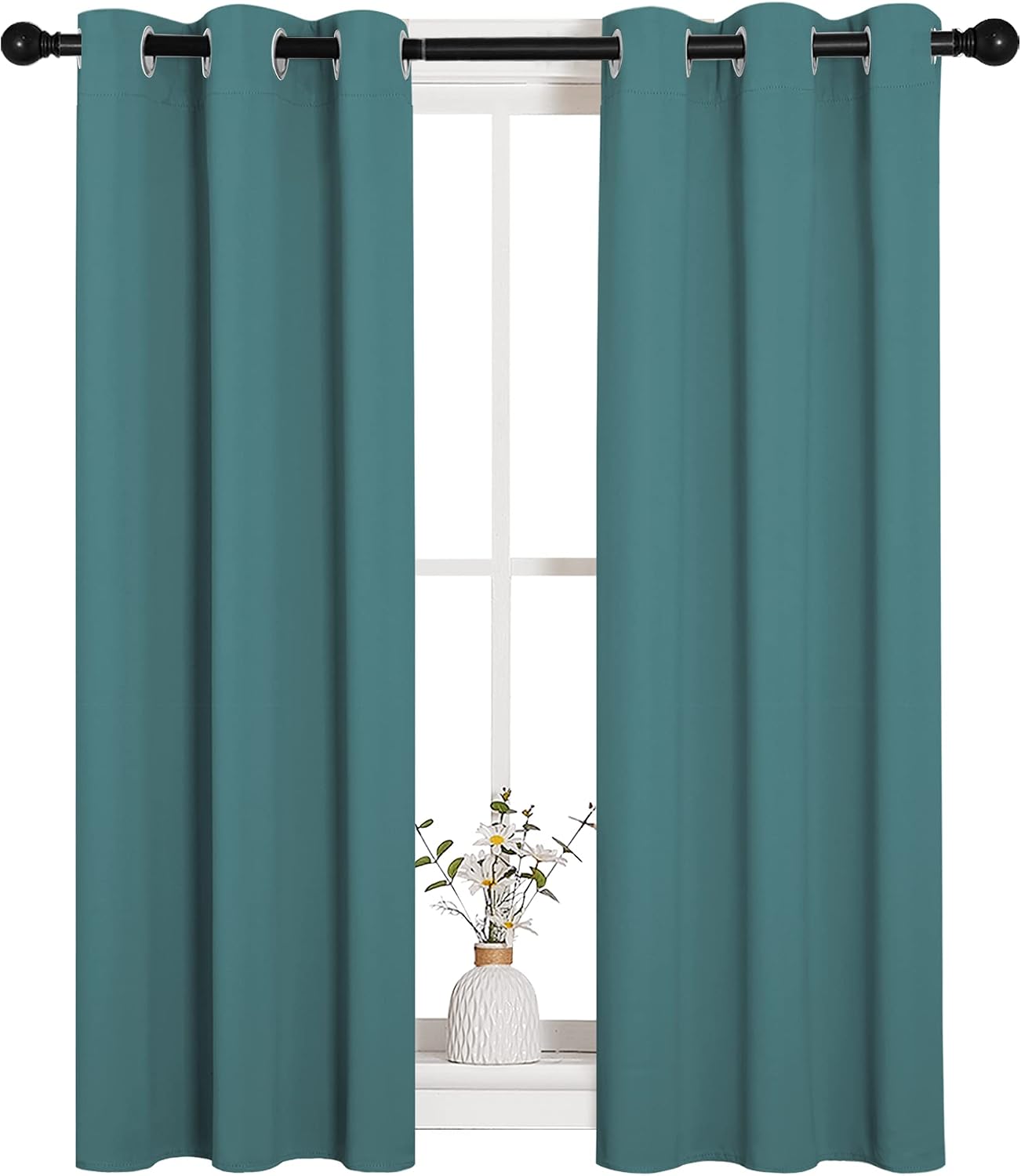 Birchmont Bedroom Curtain Panels Blackout Draperies, 1.3 pounds, 29"W x 45"L (Pack of 2), Sea Teal