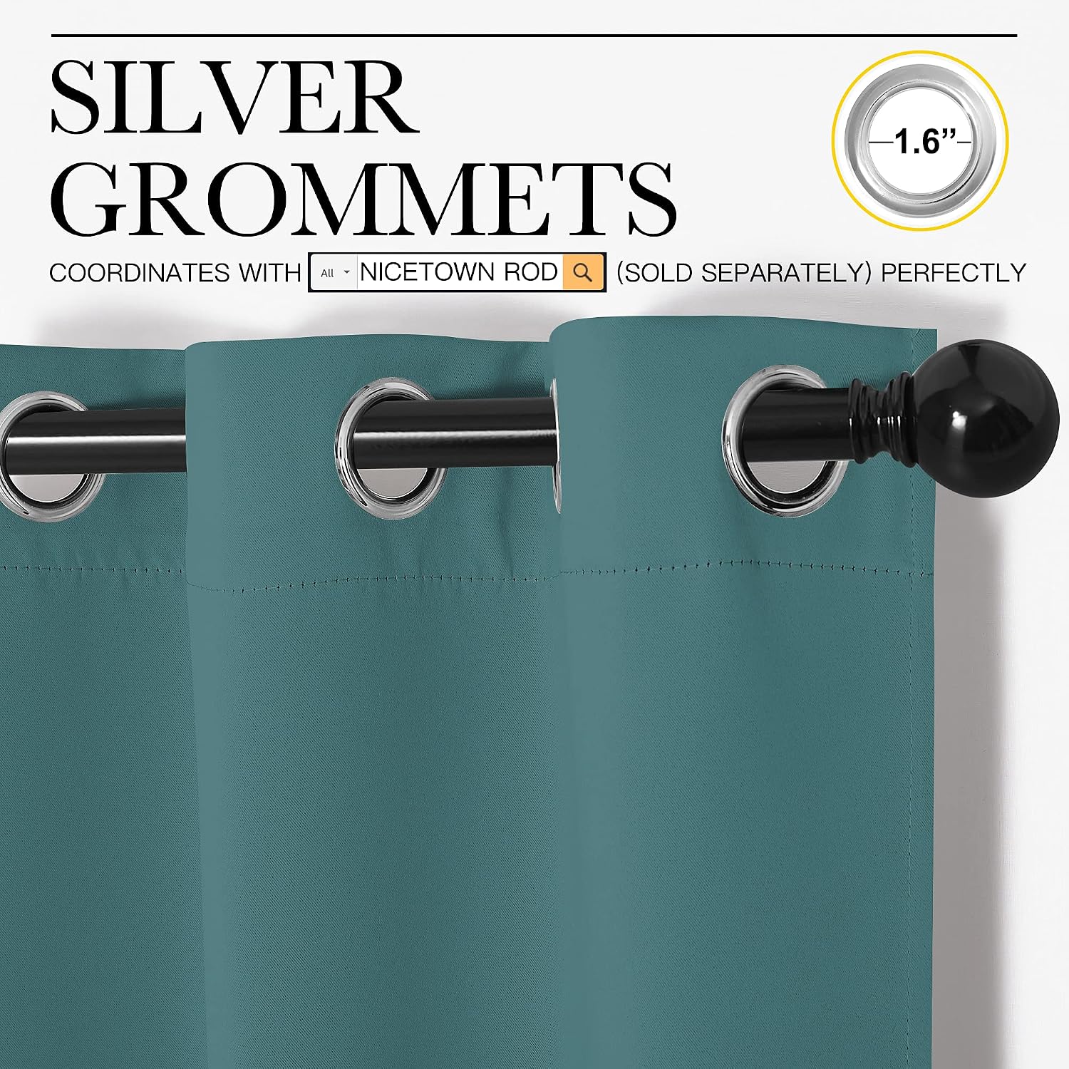 Birchmont Bedroom Curtain Panels Blackout Draperies, 1.3 pounds, 29"W x 45"L (Pack of 2), Sea Teal