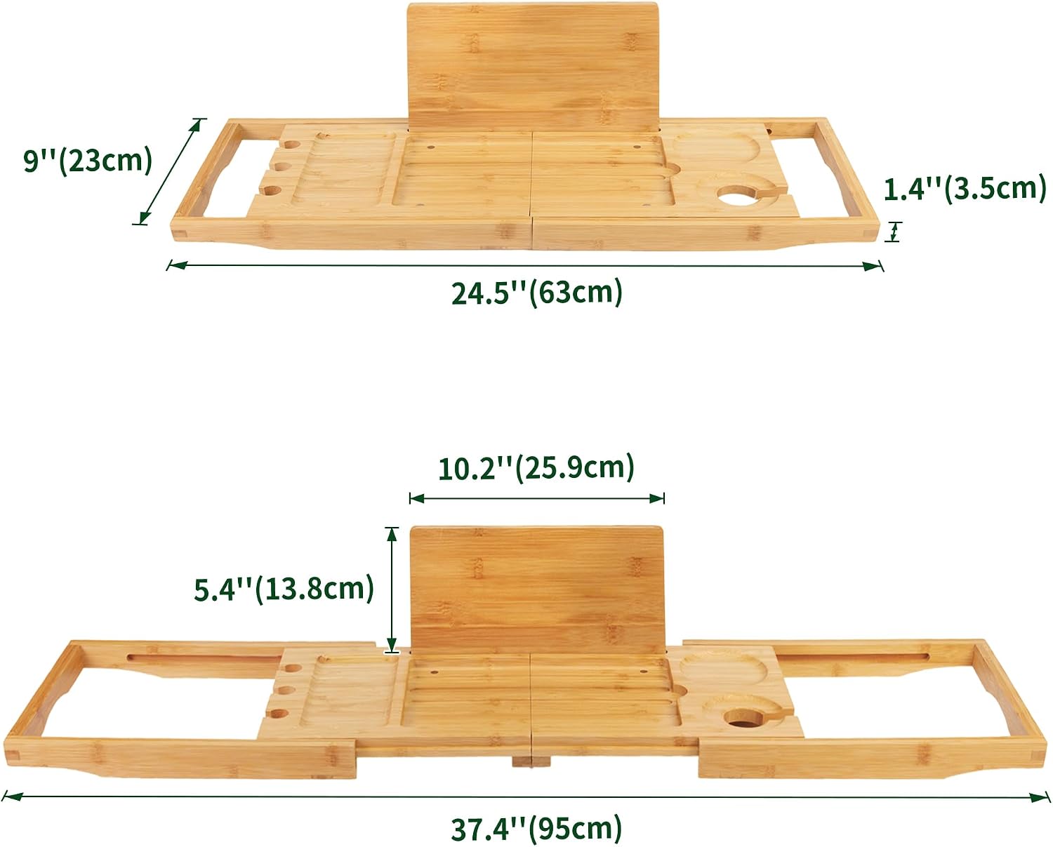 Aldernest Bamboo Bathtub Caddy Tray for Tub, Expandable Bath Table Trays, 1.8 kg
