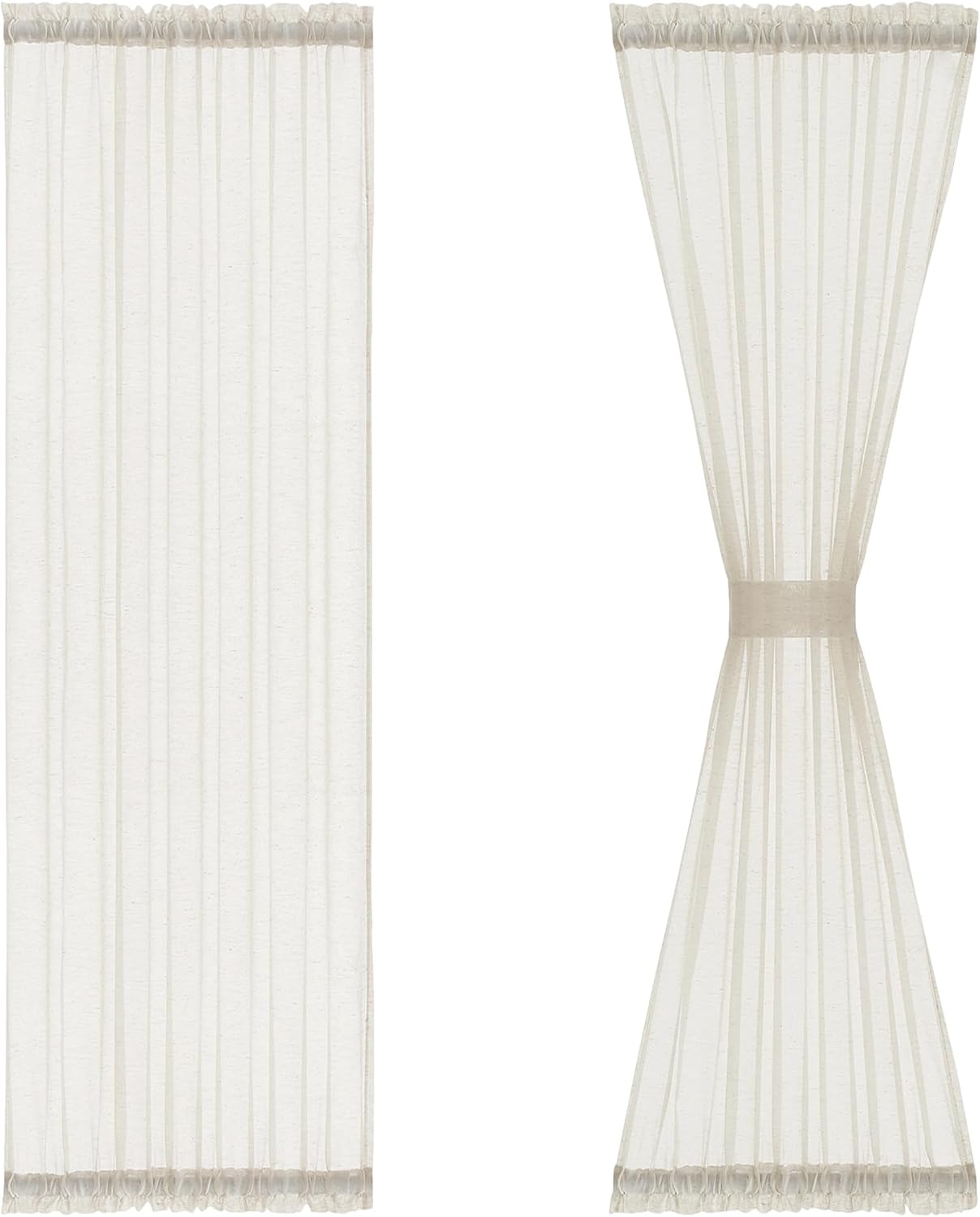 Rowanmere Natural Linen French Door Curtains 25x72 Inch Rod Pocket 2 Panels, 4.8 ounces, *Natural