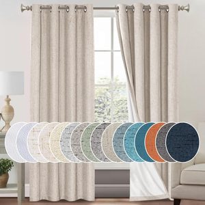 Rowanmere Natural Linen Curtains 100% Blackout Linen Curtains for Bedroom Full Blackout Curtains 84 Inches Long Living Room Thermal Insulated Light