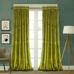 Tanglewick Olive Green Velvet Curtains W52 x L84 inches Long, 2 Panels, 4.2 pounds