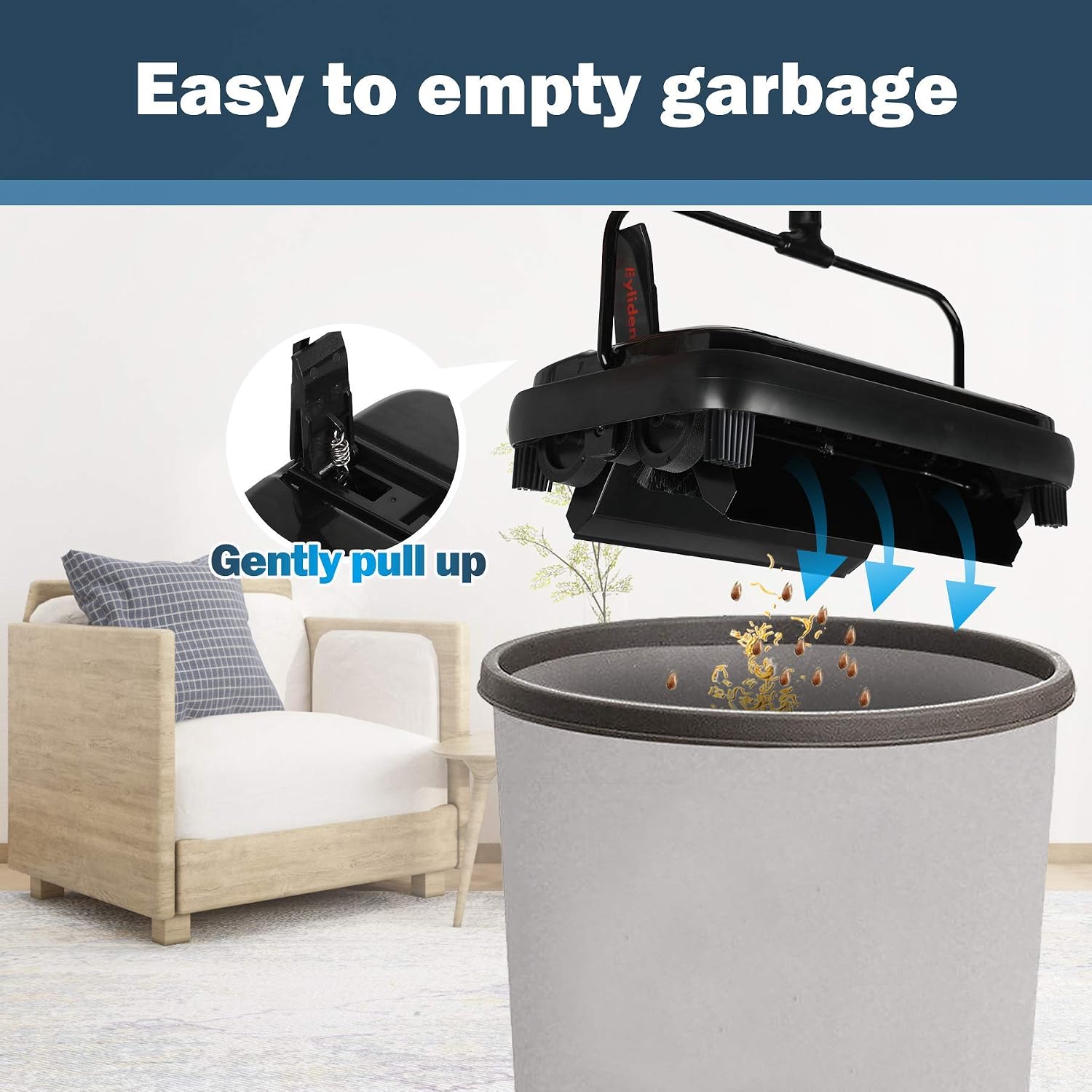 HomeNestly Carpet Sweeper, Mini Size, Manual Sweeping, Black, 0.89 kg