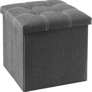 Brackenly Storage Ottoman, Small Ottoman Foot Rest, Ottoman with Storage, 2300 g, 15"D x 15"W x 15"H, Grey