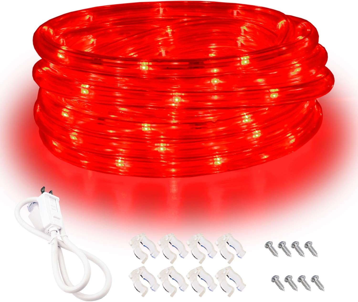 Copperlyn Outdoor 16ft Red LED Rope Lights, 120V IP65 Waterproof, 0.54 kg