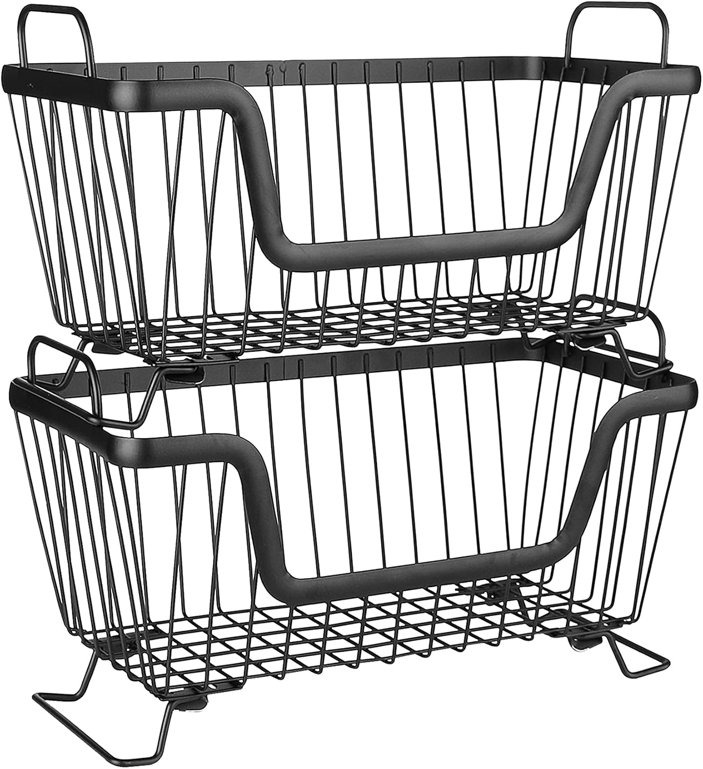 Aldernest Stackable wire basket for pantry, Metal Pantry basket, 1.22 kg, Black