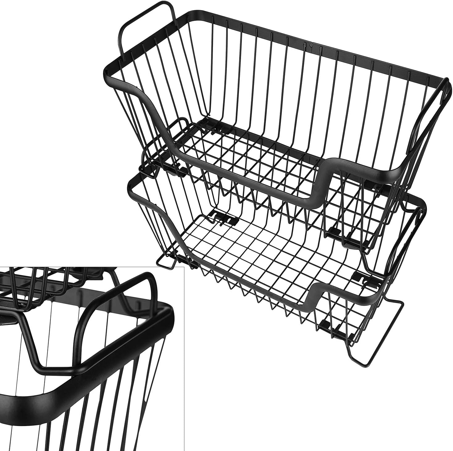 Aldernest Stackable wire basket for pantry, Metal Pantry basket, 1.22 kg, Black